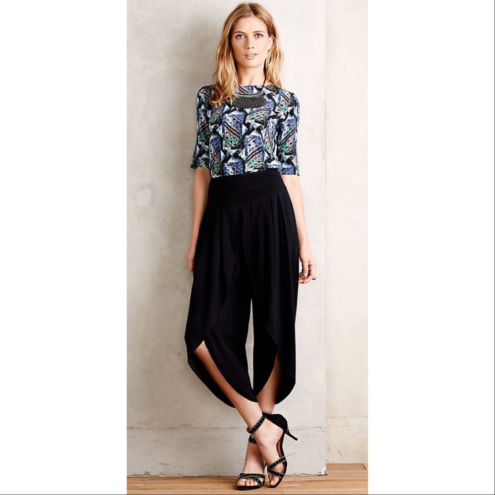 Anthropologie Elevenses Cropped Tulip Trousers